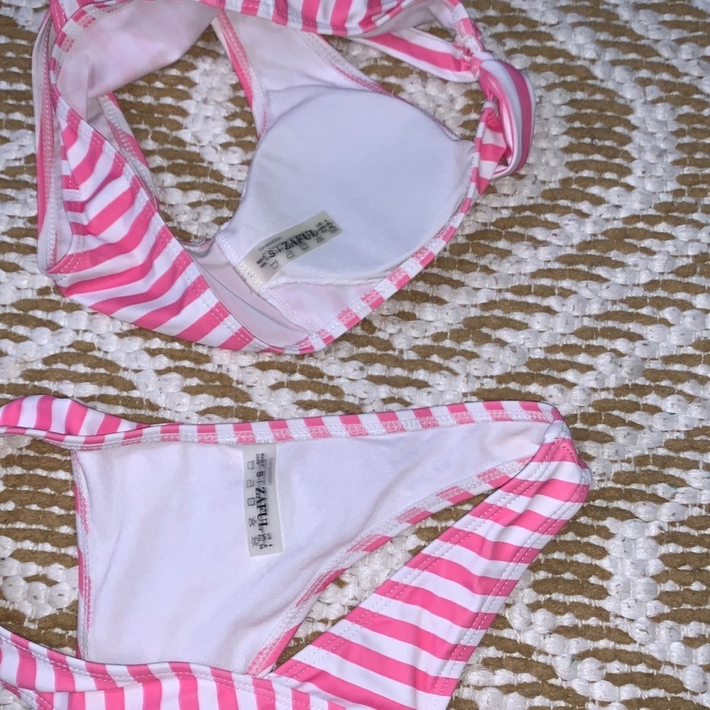 zaful bikini pink and white stripes - Picture 7 of 9